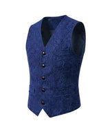 Herrenweste mit Knopfleiste, V-Ausschnitt und gerader Form – Blau
