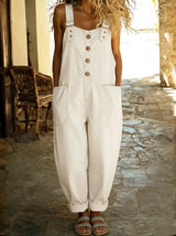 Elinrae - Weit geschnittener Jumpsuit mit Soft-Touch – Weiß