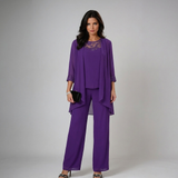 Bronte - Dreiteiliger Soft-Touch-Hosenanzug – Lila