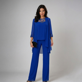 Bronte - Dreiteiliger Soft-Touch-Hosenanzug – Blau