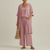 Risteena – Minimalistisches Dreiteiliges Set Aus Leinen Und Baumwolle – Rosa