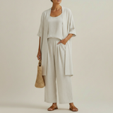 Risteena – Minimalistisches Dreiteiliges Set Aus Leinen Und Baumwolle – Weiß