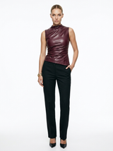 MODA | Luxuriöses Leder-Top – Burgunder