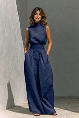 Lunaria | Elegantes Zweiteiliges Sommer-Set – Dunkelblau