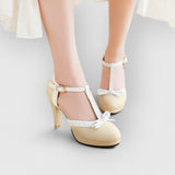 Nova | Orthopädische Retro-Heels mit Schleife – Beige