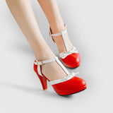 Nova | Orthopädische Retro-Heels mit Schleife – Rot