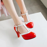 NINHA™ – Elegante Bicolor Absatzsandalen Mit Minimalistischem Schleifendetail und Hohem Absatz – Rot