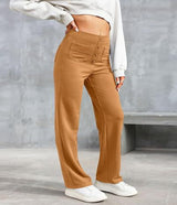 Gisela | Hochtaillierte, elastische Damenhose – Braun