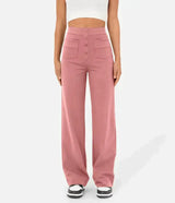 Gisela | Hochtaillierte, elastische Damenhose – Rosa