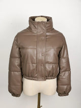 Hovis - gesteppte damenjacke aus wasserabweisendem leder – Kaffeebraun