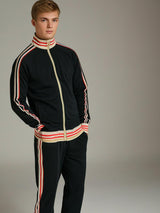 Set aus gestreiftem Trainingsanzug und Sporthose für Herren – Schwarz