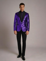 Pailletten-Blazer-Jacke für Männer – Lila