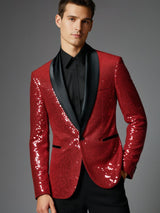 Pailletten-Blazer-Jacke für Männer – Rot