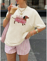 Lucia - Dackel-T-Shirt mit Druck – Aprikose