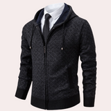 Kekoa – stylische strickjacke mit kapuze für herren – Schwarz