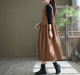 Caroline - Retro-Kordkleid – Braun