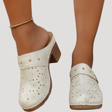 Ilka | Damen Slip-On Clogs mit Blockabsatz – Weiß
