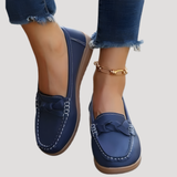 Ilsena | Damen Loafer Flach Slip-on Mokassin – Blau
