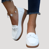 Ilsena | Damen Loafer Flach Slip-on Mokassin – Weiß