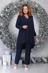 Valdis | Damen Festliches Tunika Set Große Größen – Marineblau