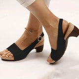 Ilvana | Damen Slingback Sandalette mit Blockabsatz – Schwarz