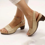 Ilvana | Damen Slingback Sandalette mit Blockabsatz – Khaki