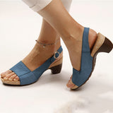 Ilvana | Damen Slingback Sandalette mit Blockabsatz – Blau