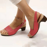 Ilvana | Damen Slingback Sandalette mit Blockabsatz – Rot