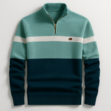 ELSTON HERITAGE PULLOVER MIT VIERTELZIP – Grün Marineblau