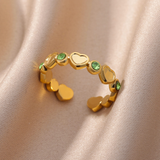 Goldplattierter Herzring mit Zirkonias – Grün