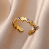 Goldplattierter Herzring mit Zirkonias – Lila