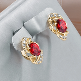 Elegante Kristall-Gold-Ohrringe – Rot