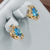 Elegante Kristall-Gold-Ohrringe – Blau