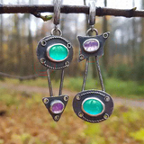 Mechanische Ohrringe mit Vintage-Kristallen – Wald