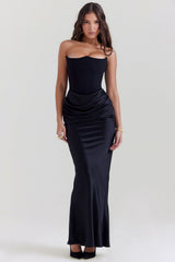 ANIKA I SCHULTERFREIES KLEID – Schwarz