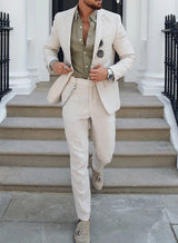 Herren Sommer 2-Teiliger Hochzeitsgast Anzug | Blazer und Hose – Beige