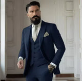 Herren Slim Fit Hochzeitsgastanzug | 3-Teilig – Marine Blau
