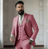 Herren Slim Fit Hochzeitsgastanzug | 3-Teilig – Rosa