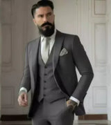 Herren Slim Fit Hochzeitsgastanzug | 3-Teilig – Grau
