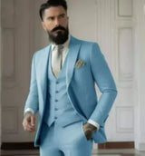 Herren Slim Fit Hochzeitsgastanzug | 3-Teilig – Blau