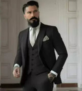 Herren Slim Fit Hochzeitsgastanzug | 3-Teilig – Schwarz