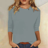 Isabelle | Rundhals Dreiviertelarm Top – Blau