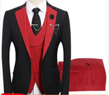 Herren Anzugensemble | dreiteiliges Set aus Jacke Weste und Hose – Rot