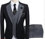 Herren Anzugensemble | dreiteiliges Set aus Jacke Weste und Hose – Dunkel Grau