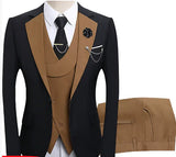Herren Anzugensemble | dreiteiliges Set aus Jacke Weste und Hose – Braun