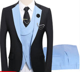 Herren Anzugensemble | dreiteiliges Set aus Jacke Weste und Hose – Hell Blau