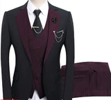 Herren Anzugensemble | dreiteiliges Set aus Jacke Weste und Hose – Lila