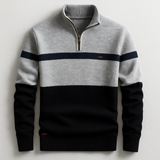 ELSTON HERITAGE PULLOVER MIT VIERTELZIP – Grau Marineblau