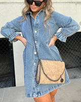 Cäcilia – Langärmliges Jeanshemdkleid – Blau