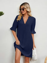 Soraya | Luftige V-Ausschnitt Kleid – Marineblau